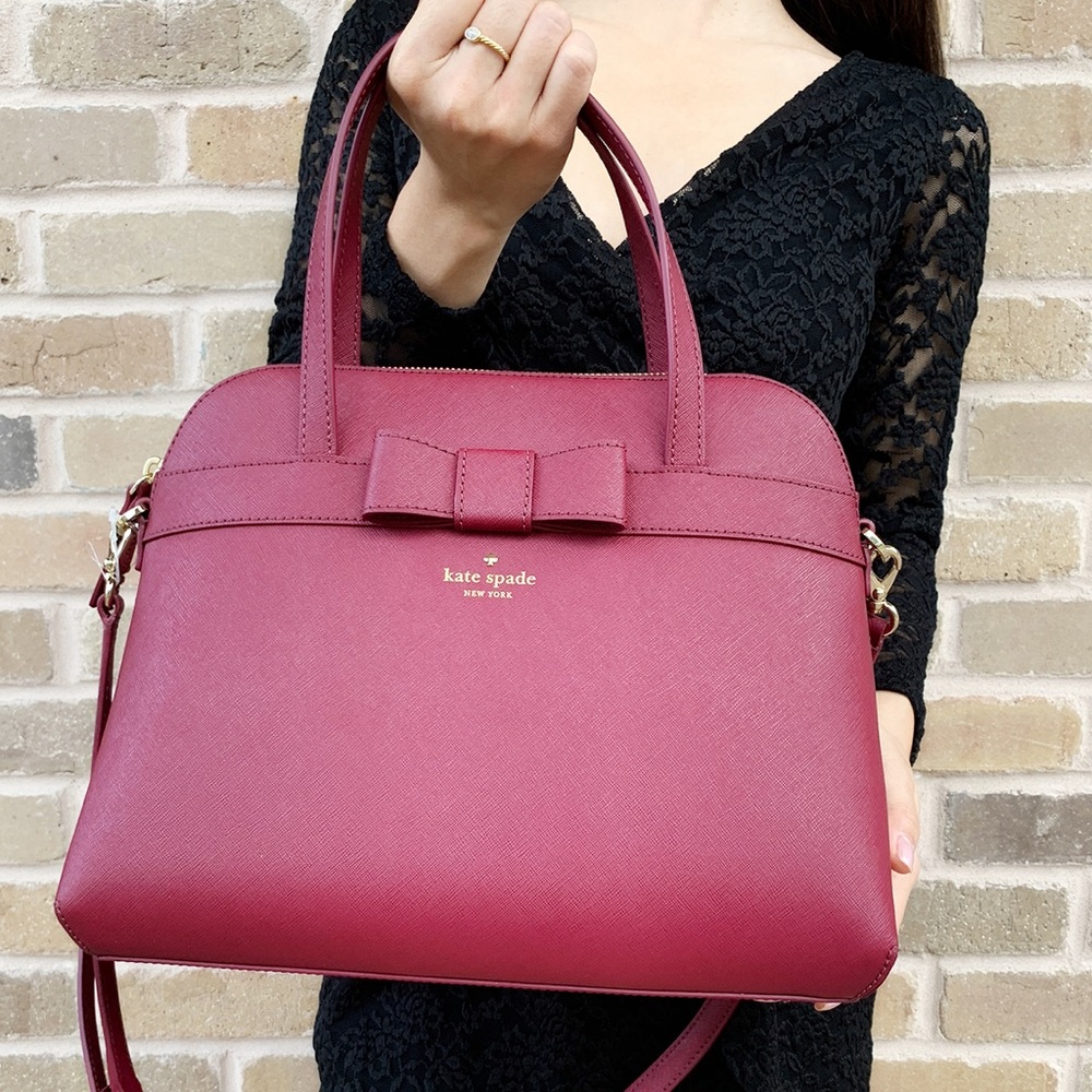 Kate spade large satchel burgundy bow SALE‼️ - Picture 2 of 8